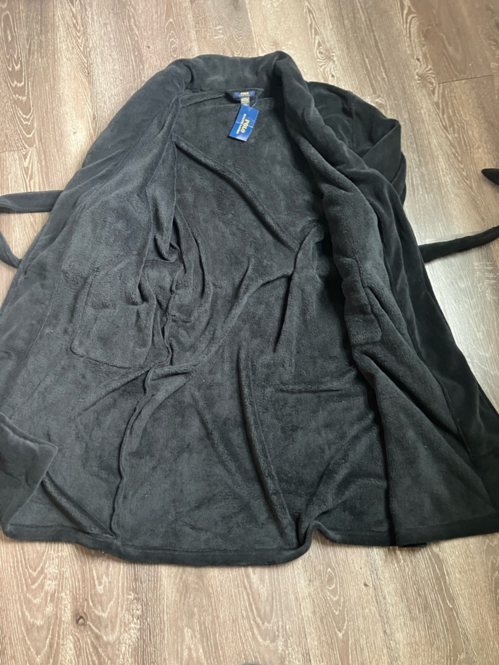 Polo by Ralph Lauren Black Fleece Robe with Red Pony - Picture 8 of 11